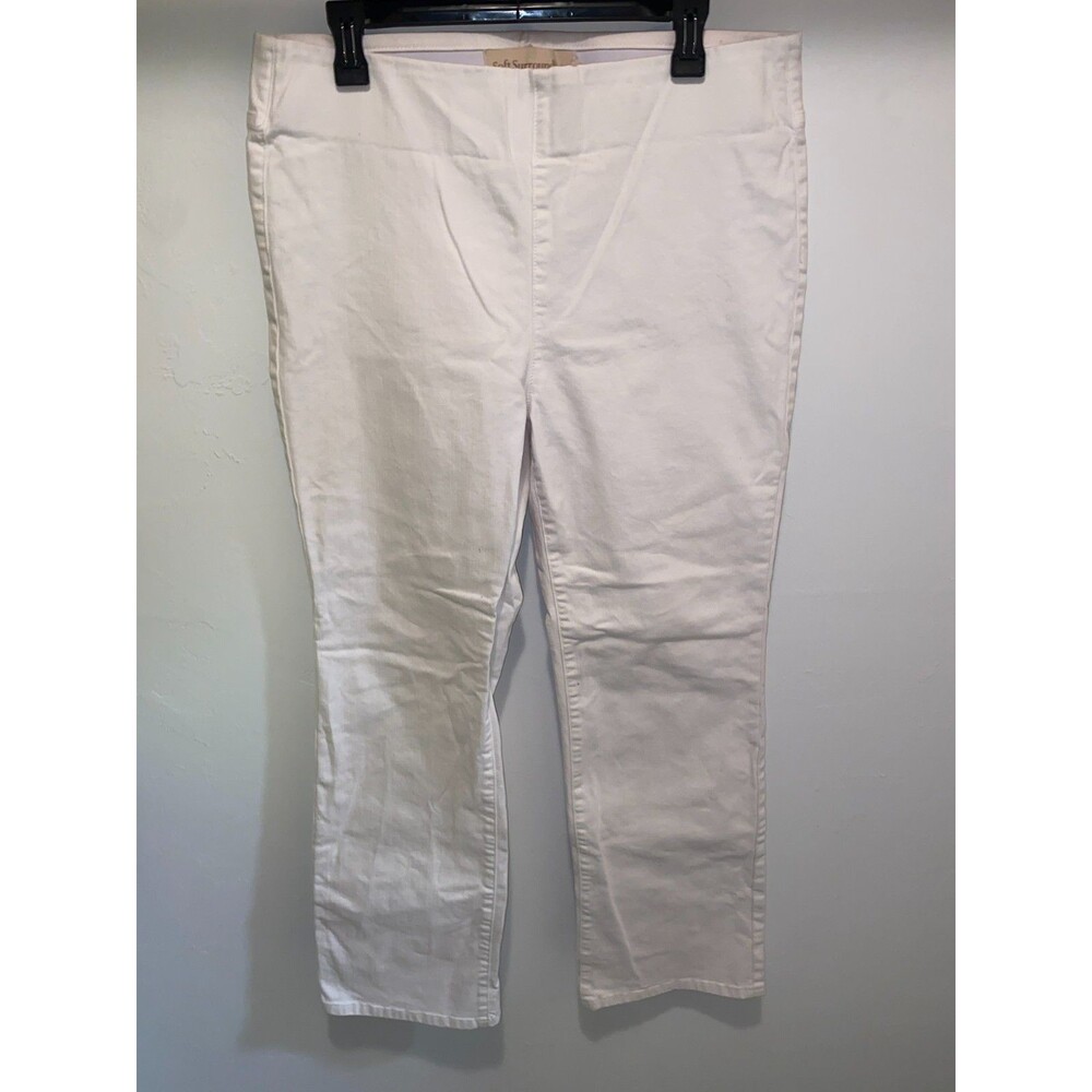 Soft Surroundings Pants Womens sz L White Pull On Cotton lycra jeans Denim